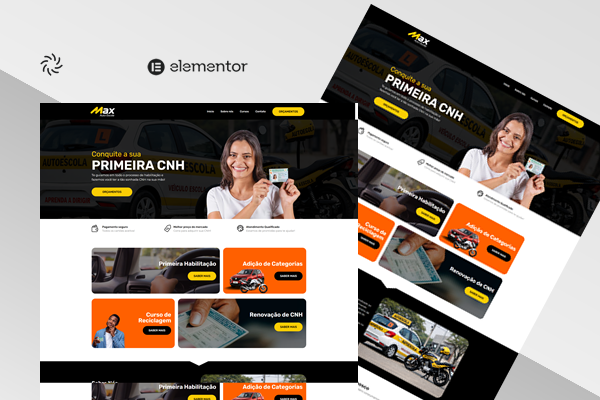 Template Site para Auto Escolas 100% Editável Elementor